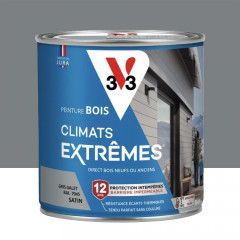 Peinture bois V33 Climats Extrêmes Satin Gris Galet - 0,5L