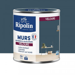 Peinture Murs, Boiseries, Radiateurs RIPOLIN Velours Bleu Seychelles - 0,5L