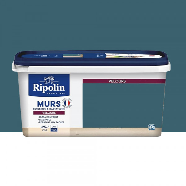 Peinture Murs, Boiseries, Radiateurs RIPOLIN Velours Bleu ainhoa - 2,5L