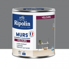 Peinture Murs, Boiseries, Radiateurs RIPOLIN Velours Gris ardoise - 0,5L