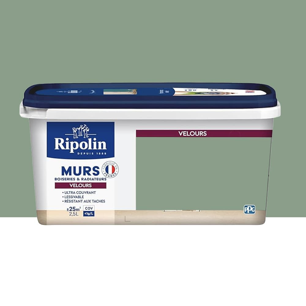 Peinture Murs, Boiseries, Radiateurs RIPOLIN Velours Vert simsun - 2,5L