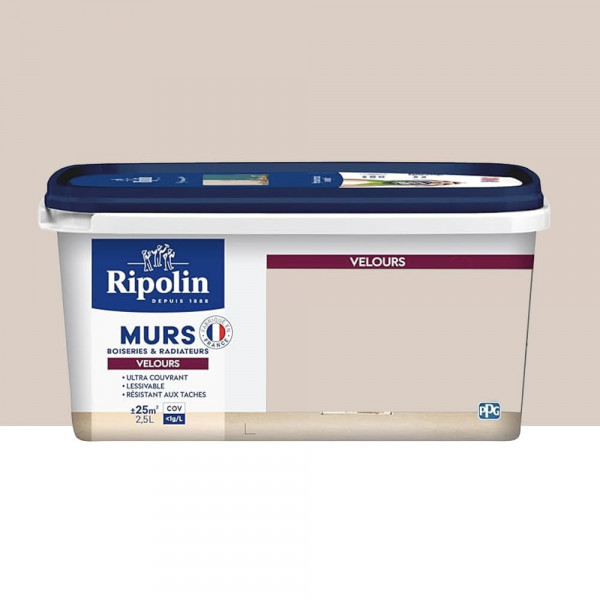 Peinture Murs, Boiseries, Radiateurs RIPOLIN Velours Café au lait - 2,5L