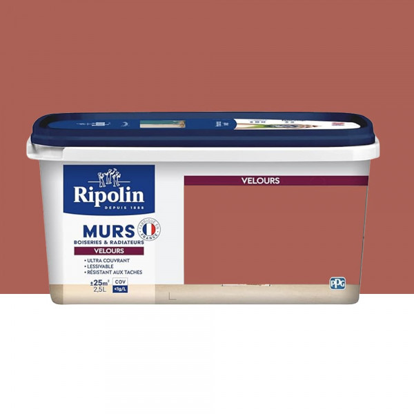 Peinture Murs, Boiseries, Radiateurs RIPOLIN Velours Rouge chianti - 2,5L