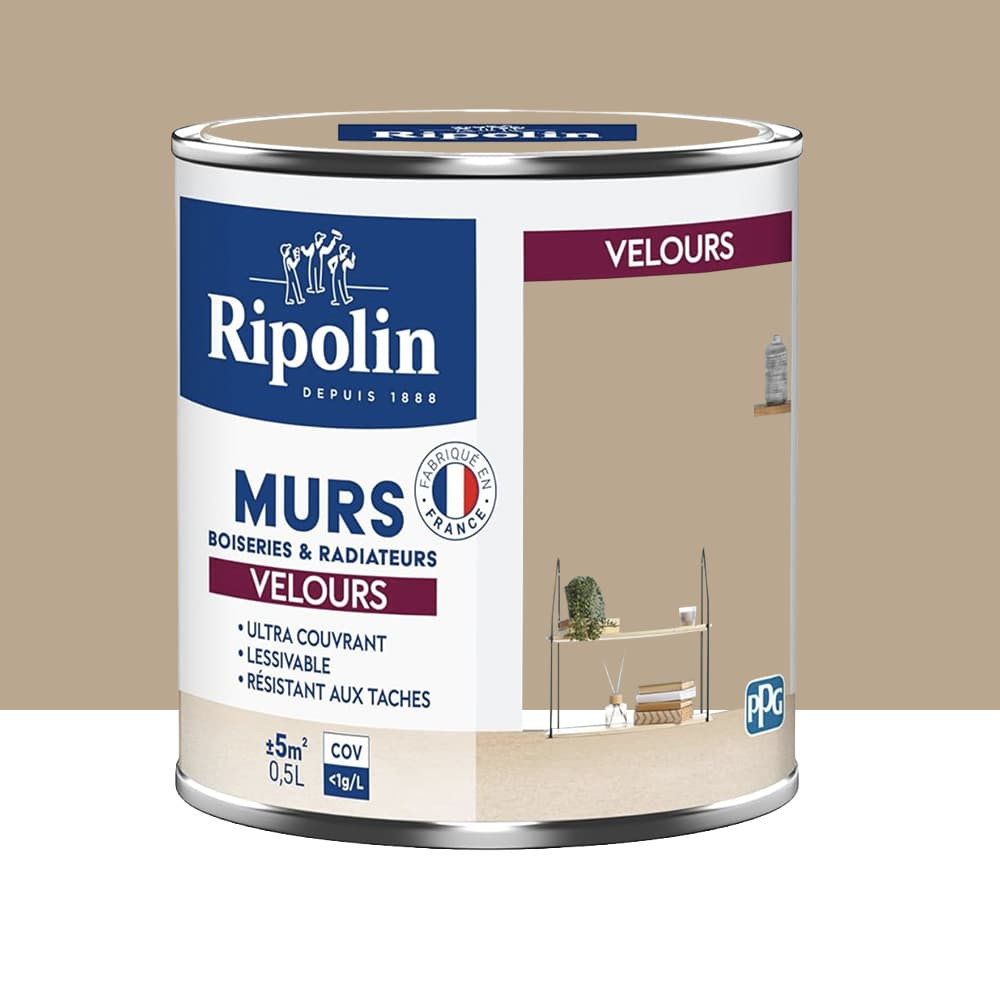 Peinture Murs, Boiseries, Radiateurs RIPOLIN Velours Beige plage - 0,5L