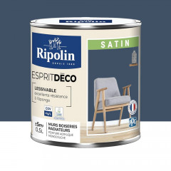 Peinture acrylique RIPOLIN Esprit Déco Satin Bleu de Béring - 0,5L
