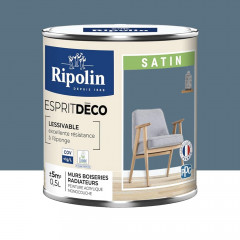 Peinture acrylique RIPOLIN Esprit Déco Satin Bleu madura - 0,5L