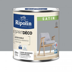 Peinture acrylique RIPOLIN Esprit Déco Satin Gris galet - 0,5L