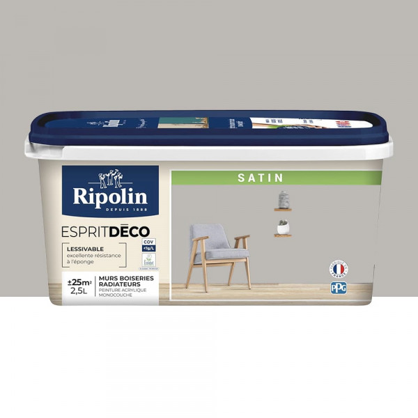 Peinture acrylique RIPOLIN Esprit Déco Satin Poivre de Sichuan - 2,5L