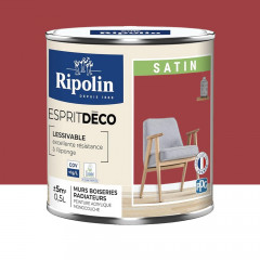 Peinture acrylique RIPOLIN Esprit Déco Satin Rouge profond - 0,5L
