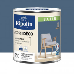 Peinture acrylique RIPOLIN Esprit Déco Satin Bleu séram - 0,5L