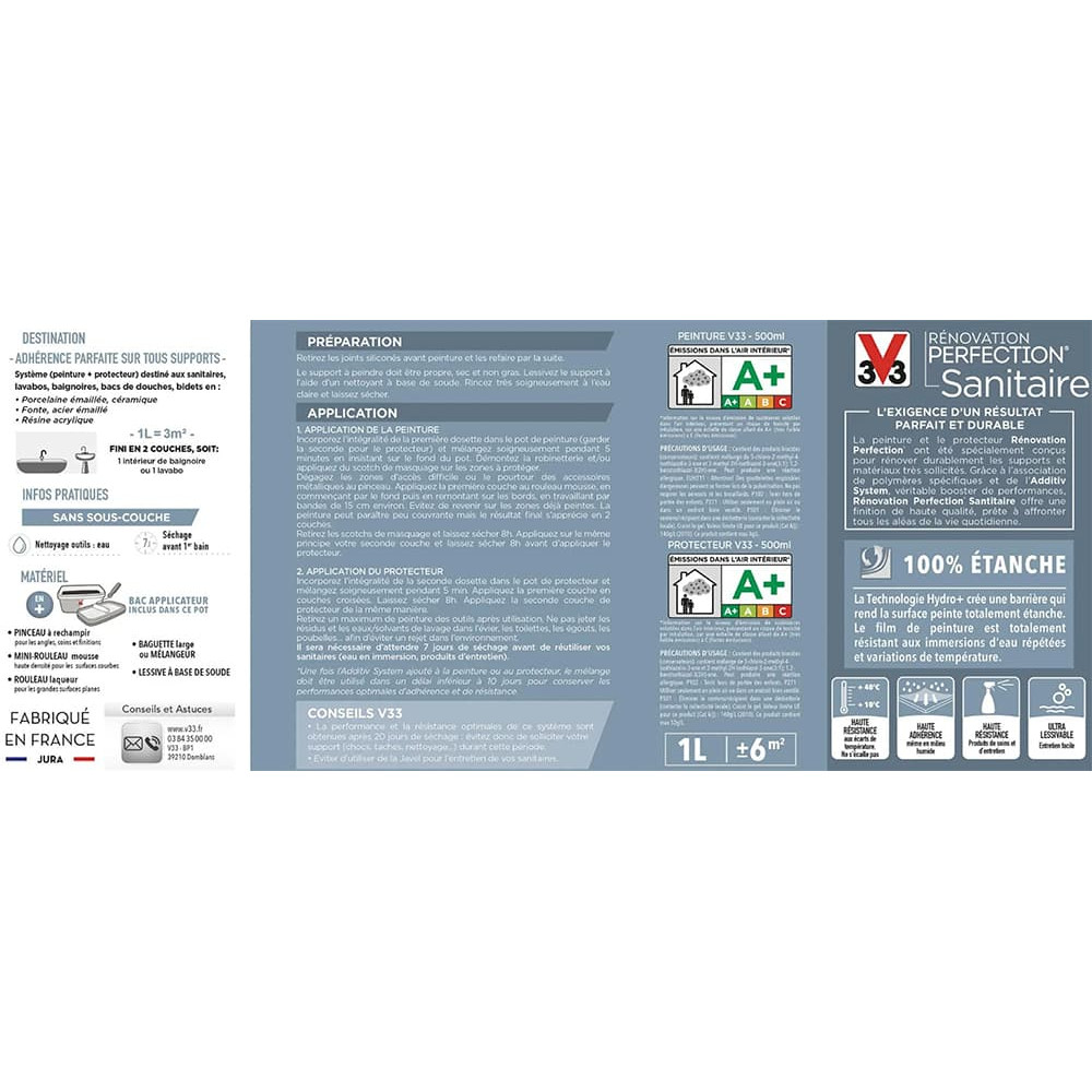 Kit sanitaire V33 Rénovation Perfection Sanitaire - étiquette