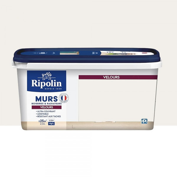 Peinture Murs, Boiseries, Radiateurs RIPOLIN Velours Blanc Aspen - 2,5L