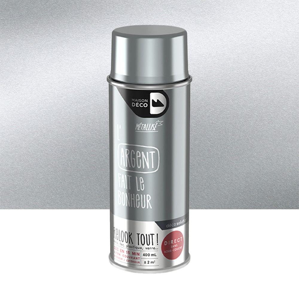 Bombe de peinture MAISON DECO les couleurs l'argent métallisé - 400ml