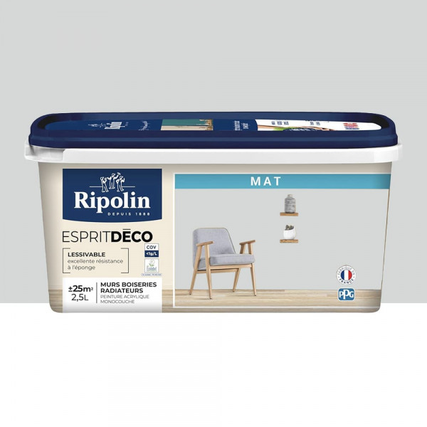 Peinture acrylique RIPOLIN Esprit Déco Mat Gris souris - 2,5L