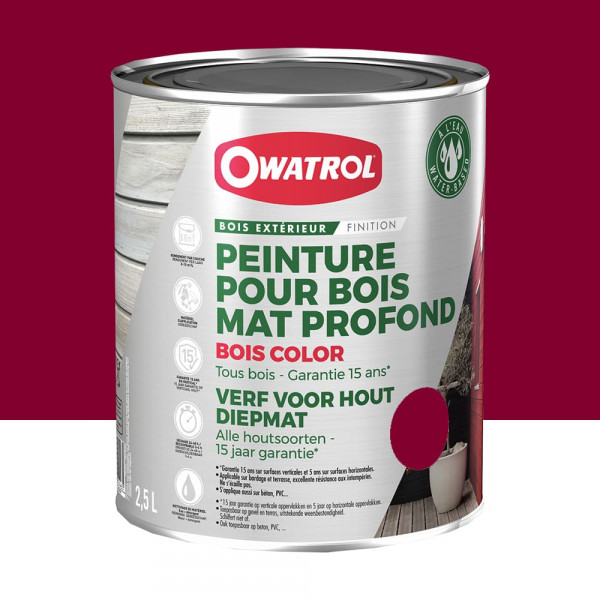 Peinture Bois Owatrol Mat Profond Rouge Basque - 2,5L