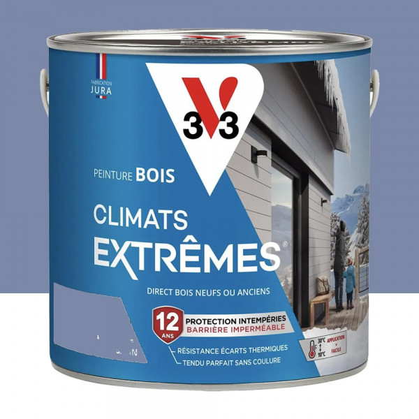 Peinture bois V33 Climats Extrêmes Satin Bleu Provence - 2L