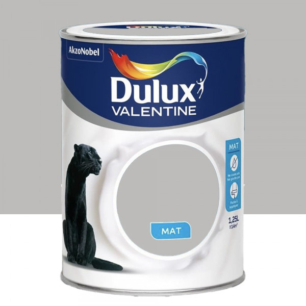Peinture acrylique mat DULUX VALENTINE Crème de couleur Béton Gris - 1,25L