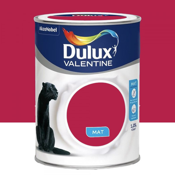 Peinture acrylique mat DULUX VALENTINE Crème de couleur Framboise - 1,25