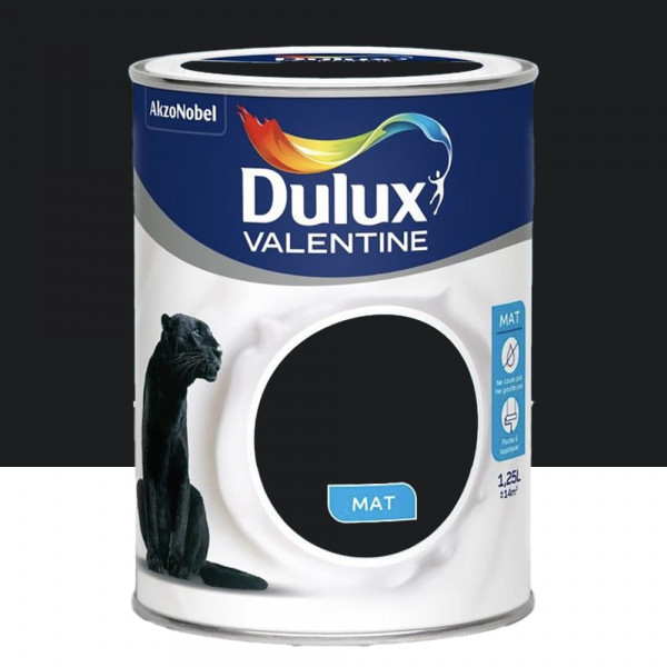 Peinture acrylique mat DULUX VALENTINE Crème de couleur Noir - 1,25L
