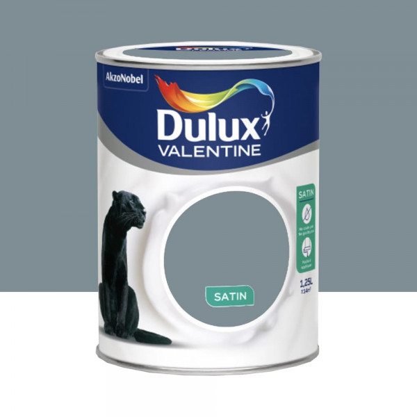 Peinture acrylique satin DULUX VALENTINE Crème de couleur Bleu gris - 1,25L