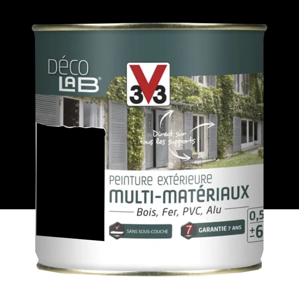 Peinture Extérieure Multi-Matériaux V33 Déco LAB Noir Mat - 0,5L