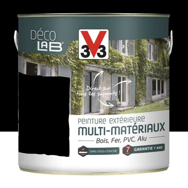 Peinture Extérieure Multi-Matériaux V33 Déco LAB Noir Mat - 2L