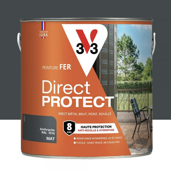 Peinture Glycéro Fer 8ans V33 Direct Protect Haute Protection Anthracite mat - 2L