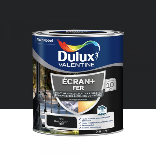 Peinture DULUX VALENTINE Ecran+ Fer Noir -  0,5L