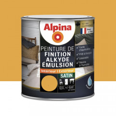 Peinture de finition pour boiseries intérieur-extérieur ALPINA Alkyde Emulsion Satin Miel - 0,5L