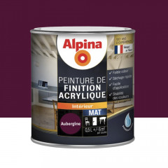 Peinture de finition boiseries intérieures acrylique Alpina Mat Aubergine - 0,5L
