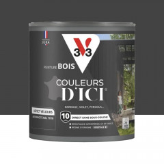 Peinture Acrylique pour Bois Extérieurs 10 ans V33 Couleurs d'ICI Velours Anthracite - 0,5L