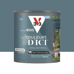 Peinture Acrylique pour Bois Extérieurs 10 ans V33 Couleurs d'ICI Velours Bleu feutré - 0,5L