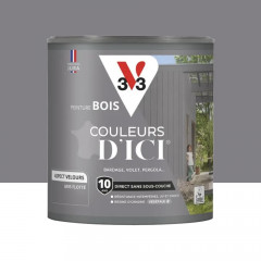 Peinture Acrylique pour Bois Extérieurs 10 ans V33 Couleurs d'ICI Velours Gris flotté - 0,5L