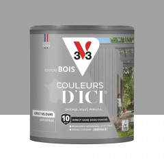 Peinture Acrylique pour Bois Extérieurs 10 ans V33 Couleurs d'ICI Velours Gris soyeux - 0,5L
