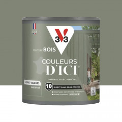 Peinture Acrylique pour Bois Extérieurs 10 ans V33 Couleurs d'ICI Velours Kaki grisé - 0,5L