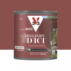 Peinture Acrylique pour Bois Extérieurs 10 ans V33 Couleurs d'ICI Velours Rouge intense - 0,5L