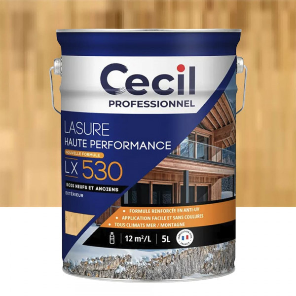 Lasure Haute Performance pour bois neufs & anciens CECIL LX530 Chêne clair - 5L