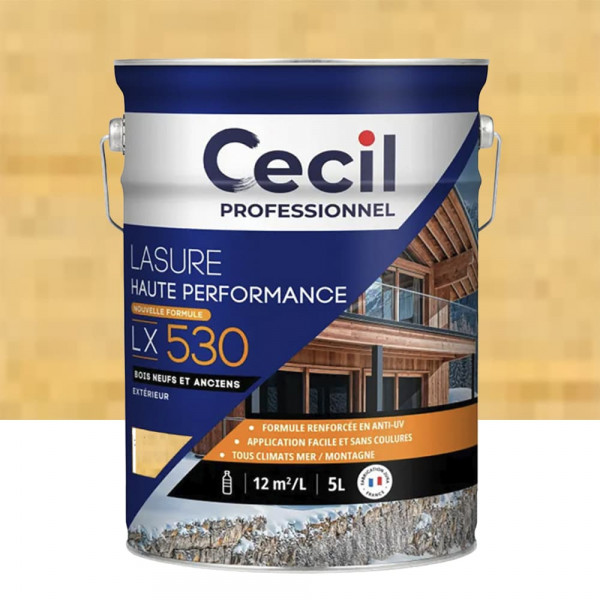 Lasure Haute Performance pour bois neufs & anciens CECIL LX530 Incolore - 5L