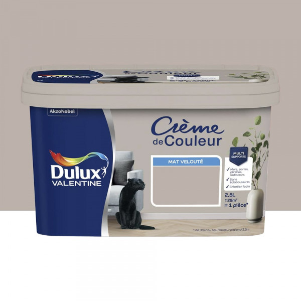 Peinture multi-supports Dulux Valentine Crème de Couleur Mat velouté Marron Glacé - 2,5L