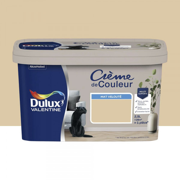 Peinture multi-supports Dulux Valentine Crème de Couleur Mat velouté Biscuit - 2,5L