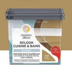 Peinture multi-matériaux sur meubles, plans de travail, murs carrelés MAISON DÉCO Relook Cuisine & Bains Jaune curry - 0,75L