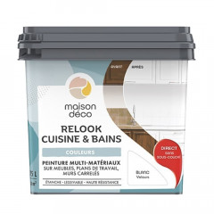 Peinture multi-matériaux sur meubles, plans de travail, murs carrelés MAISON DÉCO Relook Cuisine & Bains Blanc - 0,75L