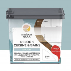 Peinture multi-matériaux sur meubles, plans de travail, murs carrelés MAISON DÉCO Relook Cuisine & Bains Bleu nordique - 0,75L