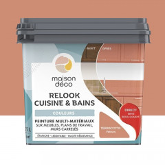 Peinture multi-matériaux sur meubles, plans de travail, murs carrelés MAISON DÉCO Relook Cuisine & Bains Terracotta - 0,75L