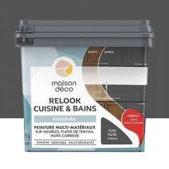 Peinture multi-matériaux sur meubles, plans de travail, murs carrelés MAISON DÉCO Relook Cuisine & Bains Noir fumé - 0,75L