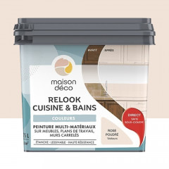 Peinture multi-matériaux sur meubles, plans de travail, murs carrelés MAISON DÉCO Relook Cuisine & Bains Rose poudré - 0,75L