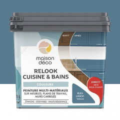 Peinture multi-matériaux sur meubles, plans de travail, murs carrelés MAISON DÉCO Relook Cuisine & Bains Bleu lagon - 0,75L