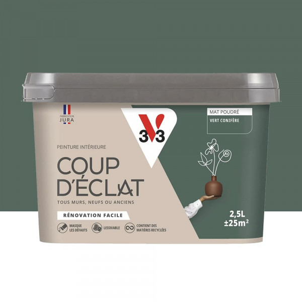 Peinture murs & plafonds V33 Coup d'éclat Vert conifère - 2,5L