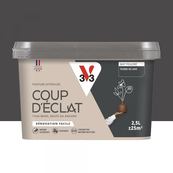 Peinture murs & plafonds V33 Coup d'éclat Pierre de lave - 2,5L