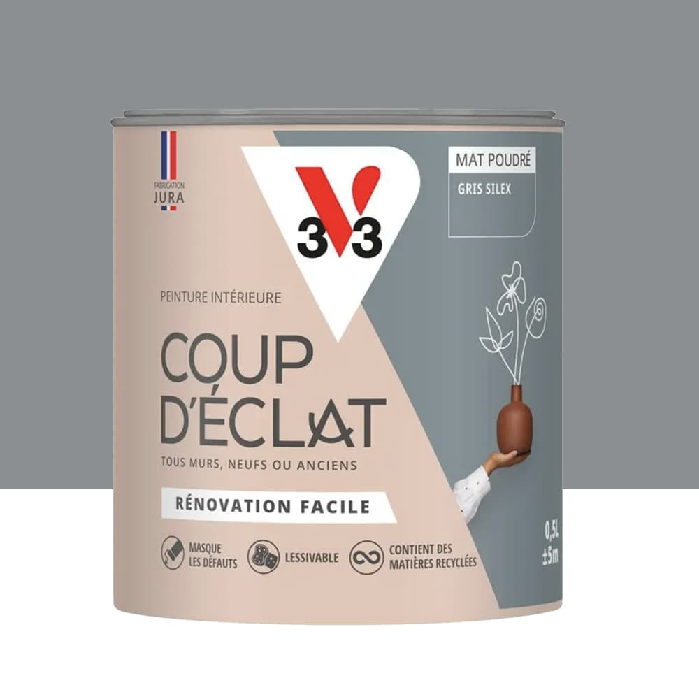Peinture murs & plafonds V33 Coup d'éclat Gris silex - 0,5L
